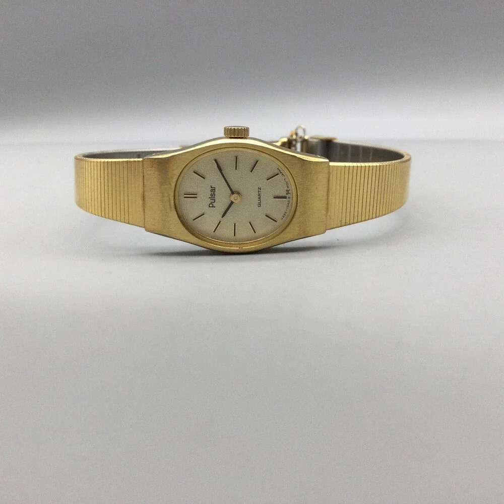 Pulsar Womens Watch 16mm Oval Gold Tone Bracelet Dress V232-5960 New Battery 6